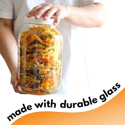 1 Gallon Glass Jar with Lid | Wide Mouth Container for Fermentation | Heavy-duty Large Glass Jar with Lid for kombucha, pickling and food storage | Glass Jars with Airtight Lid design