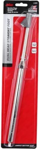 Milton S-986 Straight Foot Dual Head Tire Pressure Gauge with Dual Head Chuck, 10-160 PSI Heavy Duty Air Pressure Gauge for Semi Truck