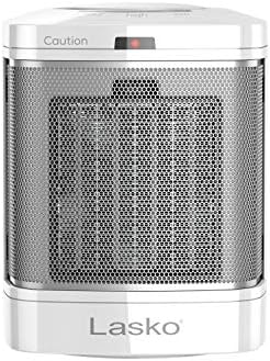 Lasko Electric Ceramic Space Heater for Bathroom - 8” - CD08200 - White | ALCI Safety Plug, Portable, 2 Heat Settings, Simple Heat Button, Overheat Protection, Cool Touch Housing, 1500W