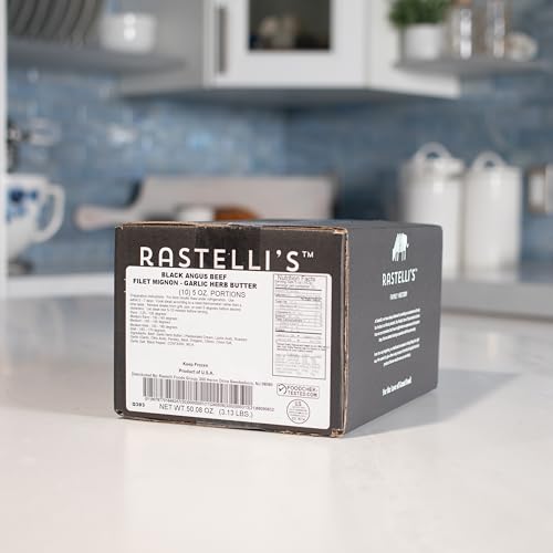 Rastelli's Black Angus Beef Filet Mignon Steaks (10 ct) 5 oz Portions, With Butter, 3.125 lbs. Total