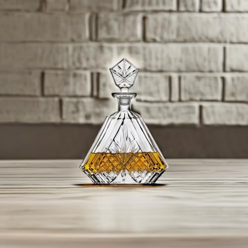Whiskey Decanter for Liquor Scotch Bourbon or Wine, Irish cut Triangular - 750ml