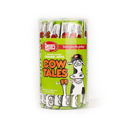 Goetze's Candy Caramel Apple Cow Tales, 2.25 lb 36ct Canister | Chewy Caramel Apple and Smooth Cream Filling, Delicious Treats Fresh from the Factory