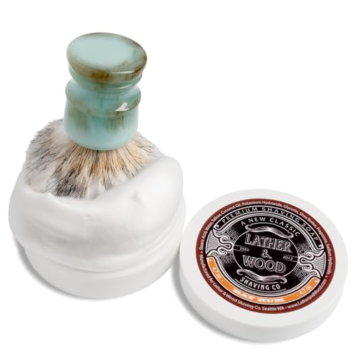 Lather & Wood Shaving Soap - Sandalwood - Simply The Best Luxury Shaving Cream - Tallow - Dense Lather with Fantastic Scent for The Worlds Best Wet Shaving Routine. 4.6 oz (Sandalwood)