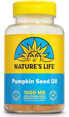Nature's Life Pumpkin Seed Oil Supplement - Source of Omega 3 6 Essential Fatty Acids and Antioxidants - Cold Pressed from Organic Pumpkin Seeds