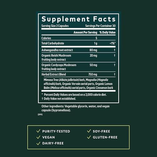 Gaia Herbs Adrenal Health Nightly Restore - Herbal Supplement with Ashwagandha, Magnolia Bark, Cordyceps, Lemon Balm & More* - 120 Vegan Liquid Phyto-Caps (60 Servings)