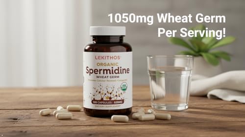 Organic Spermidine Capsules | Organic Wheat Germ Extract | Promotes Cell Renewal, Better Aging | Thiamine, Zinc