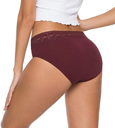 Wealurre Underwear Women Cotton Lace Waisted Bikini Panties 5-Pack