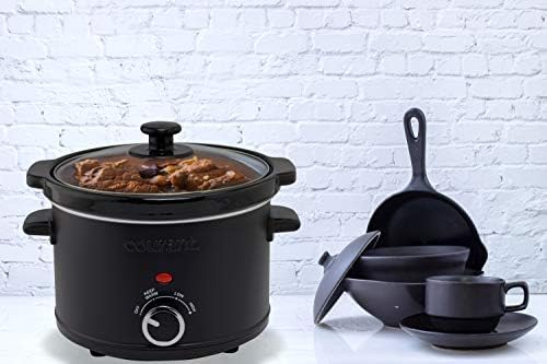 Courant Slow Cooker 5.5 Quart Crock, with Easy Cooking Options, Dishwasher Safe Pot and Glass Lid, Matte Black