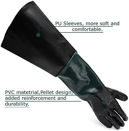 23.6" Rubber Sandblast Cabinet Gloves,Sandblasting Sand Blaster Gloves for Sandblaster Blast Abrasive Cabinet
