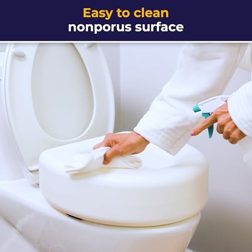 AquaSense 4-Inch Portable Toilet Seat Riser, Elevated Seat for Seniors | Elevated Seat Offers Easy Installation and Sturdy