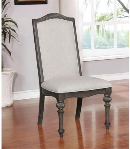 Furniture of America Clyde Fabric Padded Dining Chair in Natural Tone (Set of 2)
