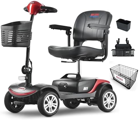 Metro Mobility 4 Wheel Foldable Mobility Scooter for Adults - 300 lbs Capacity Electric Mobility Scooters for Seniors - Long Range Power Extended