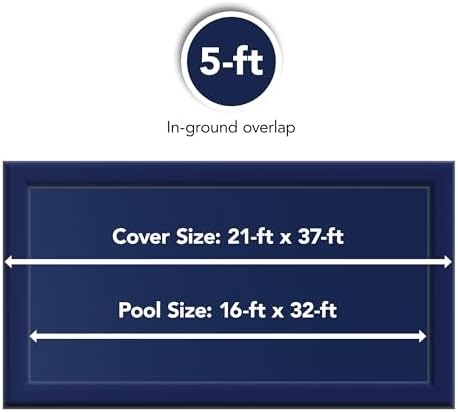 Blue Wave Arctic Armor 14x28-ft Rectangular In-Ground Pool Winter Cover | Solid polyethylene, black underside, heat-sealed seams, grommets, cable, winch, 5-ft overlap, 15-yr support, blocks debris