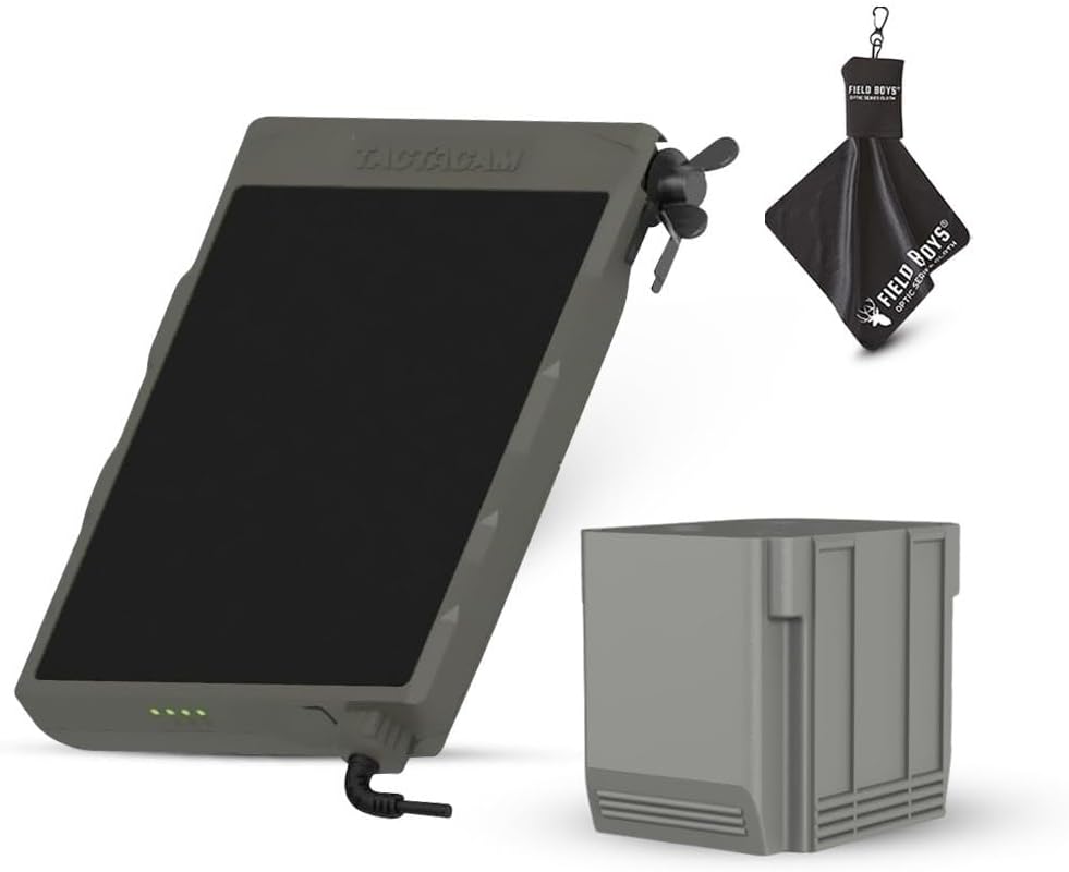 Tactacam Defend Solar Panel + Defend LiPo Battery Pack Bundle – Extended Power for Tactacam Defend Cameras – Outdoor Solar Charger with