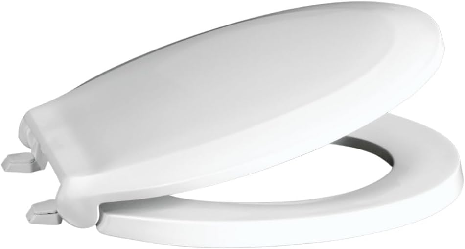Centoco Toilet Seat Elongated, Commercial, Heavy Duty, SS Hardware, Black | Heavy Duty Hinge, Closed Front, Cover, Plastic, Stainless Steel Hardware, Made in the USA, ‎DS800STS-407