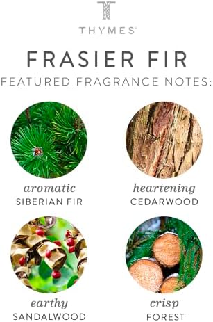 Thymes Frasier Fir Candles - Statement Collection - Silver with Pine Needle Design - Scented Candles for Home Decor - Notes of Siberian Fir Needles, Cedarwood & Sandalwood - Large 4 Wick (40 oz)