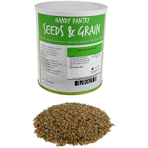 Handy Pantry Organic Rye Grain Seeds - Rye Seed 5 Lb Bulk Sprouting | Organic Rye Berries and Seeds for Flour, Meal, Pasta, Marble Bread, Cracked Grain, Sprouting, and Grass Growing