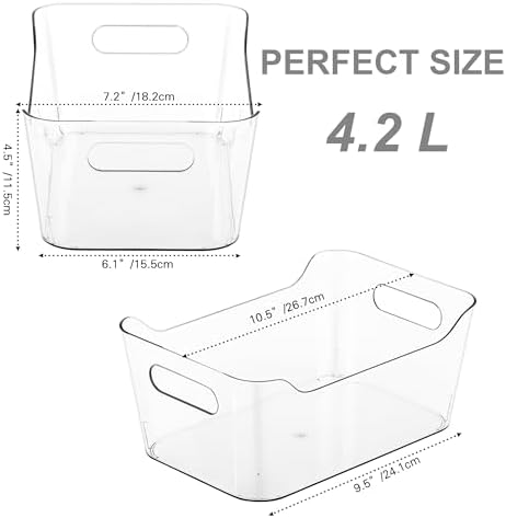 Tiawudi 12 Pack Plastic Storage Bins, Multi-Use Organizer Bins, Pantry Organizer, Clear Storage Containers for Home, Kitchen, Office, Cabinet