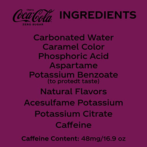 Coca-Cola Zero Sugar Cherry Soda Soft Drink Bottles, 16.9 fl oz, 6 Pack