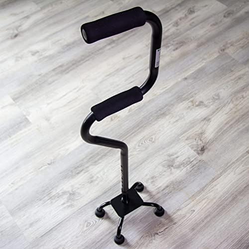 HealthSmart Quad Walking Cane, Sit To Stand Walker, Adjustable Canes for Men, Canes for Women, FSA HSA Eligible with Quad Base, Foam Handles Quad Cane