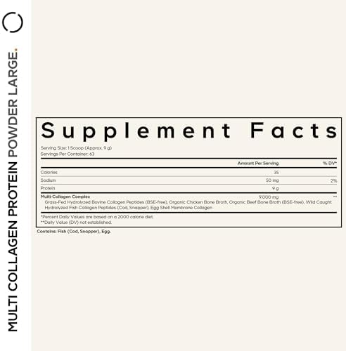 Codeage Multi Collagen Protein Powder Peptides, 5 Types, Unflavored, 20 Oz | NSF Certified - Five collagen types (I, II, III, V