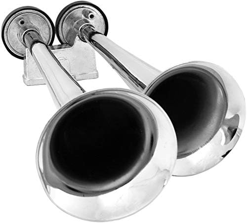 Vixen Horns 2-Trumpet Air Horn Kit with Dual Air Compressors VXH2112B 12V Compact Electric Train Horn Kit, Super Loud dB, Black