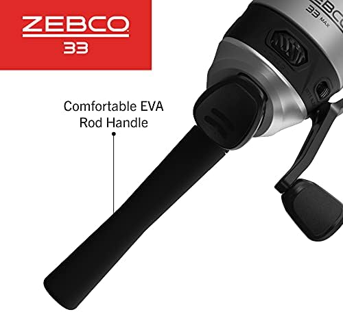 Zebco 33 Spincast Reel and Fishing Rod Combo, 6-Foot 2-Piece Fiberglass Rod with EVA Handle, Quickset Anti-Reverse Fishing Reel with Bite Alert