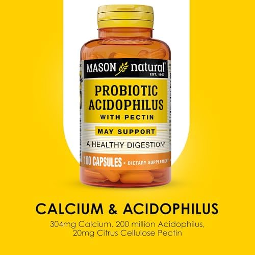 MASON NATURAL Probiotic Acidophilus, 150 Day Supply, Supports Regularity and Normal Digestion with Pectin & Calcium, 100 Capsules (Pack of 3)
