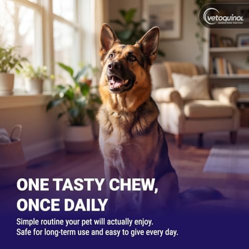 Vetoquinol Flexadin Advanced Hip and Joint Supplement with Undenatured Collagen for Dogs, One Chew a Day Hip and Joint Support Chew for Dogs and Cats, Clinically Proven Vet-Approved Formula, 60 Chews