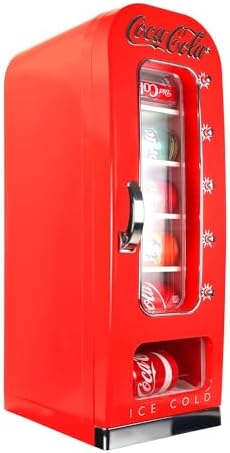 Coca-Cola AC/DC Retro Vending Electric Cooler with 10 Can Capacity - Beverage Vending Machine with Thermoelectric Cooling and Tall Window Display
