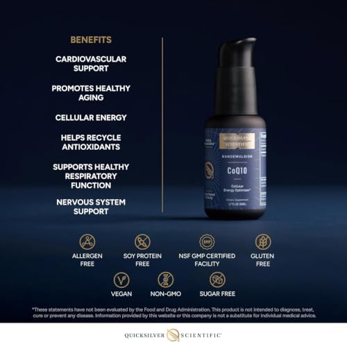 Quicksilver Scientific CoQ10 Nanoemulsion, 1.7oz / 50ml | Liposomal Coenzyme Q10 Cardiovascular Support and Cellular Energy Supplement