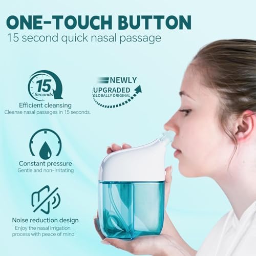 Nasal Irrigation System with 30 Saline Packets Nasal Care, Sinus Rinse Machine, Nasal Rinse Machine, Nasal Cleaner with Auto Waste Collection Function for Sinus, Nasal Allergies - Green