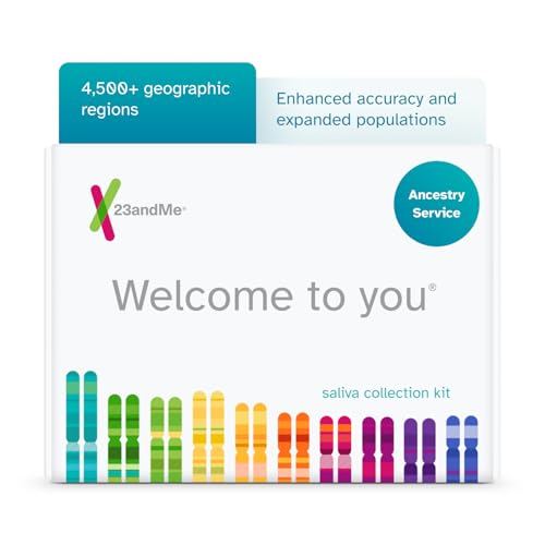 23andMe Ancestry Service - DNA Test Kit, Personalized Genetic Legacy, 4, 500+ Geographic Regions, Ancestry Test, Family Tree, DNA Relative Finder