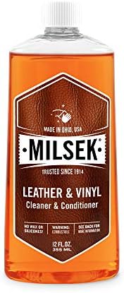 Milsek Leather & Vinyl Cleaner & Conditioner - Cleaning Supplies for Leather Home Furnitures, Couch, Automotive Interior, Shoes, Bags - 12 Fl Oz (Pack of 1) | Cleans, conditions, and helps protect leather and vinyl surfaces for long-lasting appearance an…