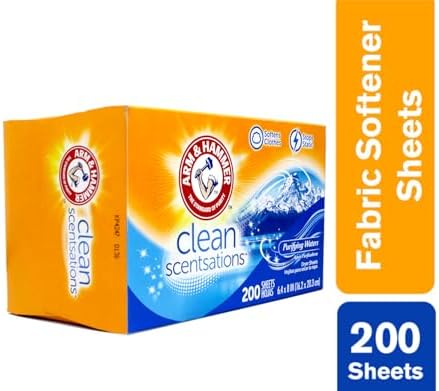 Arm & Hammer Fabric Softener Sheets, Purifying Waters, 200 ct