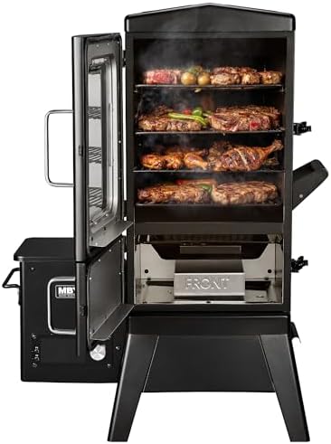 Electric Pellet Smoker with Rainproof Cover, Vertical Wood Pellet Smokers Grill With Hook Meat Probe LED Display Temperature Control