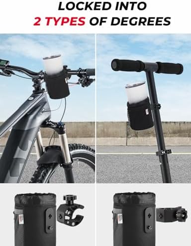 KEMIMOTO Motorcycle Cup Holder, Oxford Fabric Motorcycle Drink Holder with 0.6"-1.5" Alligator Clamp, Universal Water Bottle Cup Accessories for Bike
