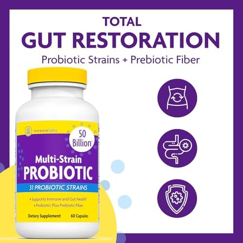 InnovixLabs Multi Strain Probiotics for Women & Men (60 Capsules) | Helps Supports Immune & Gut Health, 31 Probiotic Strains + Prebiotic Fiber