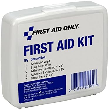 First Aid Only PhysiciansCare On-The-Go Emergency First Aid Kit for Home, Work, and Travel, 13 Pieces (Antiseptic wipes, Sting Relief wipes, Gauze pads, Bandages)