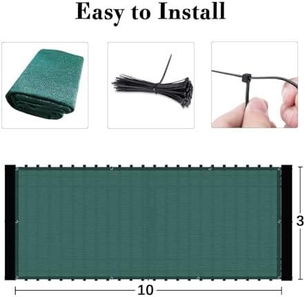 SUNLAX 3'x10' Black Balcony Privacy Screen Fence Windscreen 90% UV Block