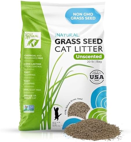 Only Natural Pet - Fast Clumping Cat Litter Non GMO Kitty Litter, Single or Multi Cat, Unscented - 20 lb Bag