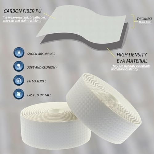 KINGOU Carbon Fiber PU Leather Road Bike Handlebar Tape Bar Tapes - 2PCS Per Set