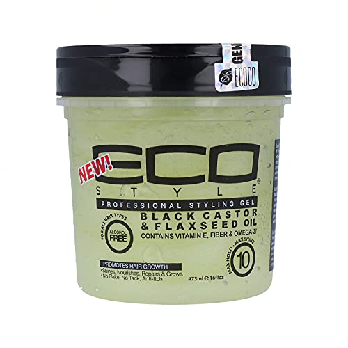 Eco Style Black Castor and Flaxseed Oil Styling Gel - Helps Nourish and Repair Damaged Hair - Promotes Healthy Scalp - Provides Superior and Weightless Hold - Delivers Long Lasting Shine - 8 oz