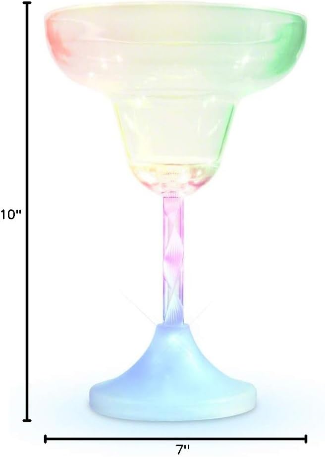 FlashingBlinkyLights Light Up Margarita Glasses with Color Changing LED Lights (Set of 4)