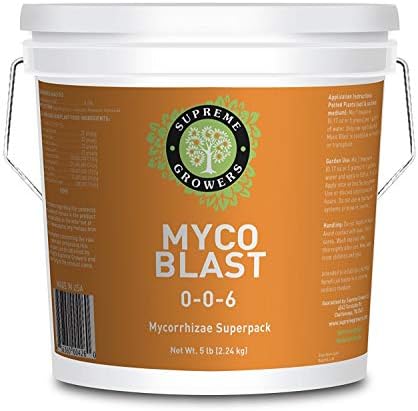Myco Blast Concentrate by Supreme Growers Single Use Mycorrhizae Inoculant Coats Plant Roots Enhances Soil Fertility Fortified with Trichoderma 5lb Bucket Makes 470 Gallons