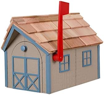 Mailbox Wooden Dutch Barn Style Clay with Wedgewood Blue Trim Amish Made in USA