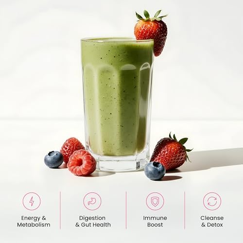 SuperGreens Powder, 40+ Organic Superfoods, Probiotics & Enzymes for Energy, Digestion, Gut Health & Bloating | Organic Fruit & Veggie Drink Mix