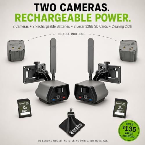 TACTACAM Defend Cellular Security Camera 2-Pack Bundle – 2 Rechargeable Batteries + 2 Lexar 32GB SD Cards – 4G LTE