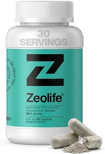 Zeolite Clinoptilolite Capsules Micronized Activated Volcanic Mineral Supplement Food Grade 96% Pure Formula 60 Count 1g Vegan Gluten Free