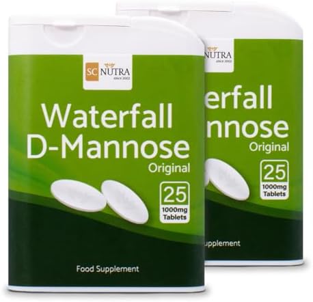 D-Mannose Tablets 1000mg - Waterfall D-Mannose sourced Naturally from Birch - 50 Tablets - SC Nutra (Sweet Cures)